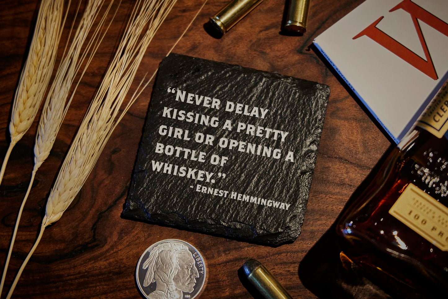 Whiskey/Bourbon Quote Slate Coasters - Appalachian Craftsman LLC