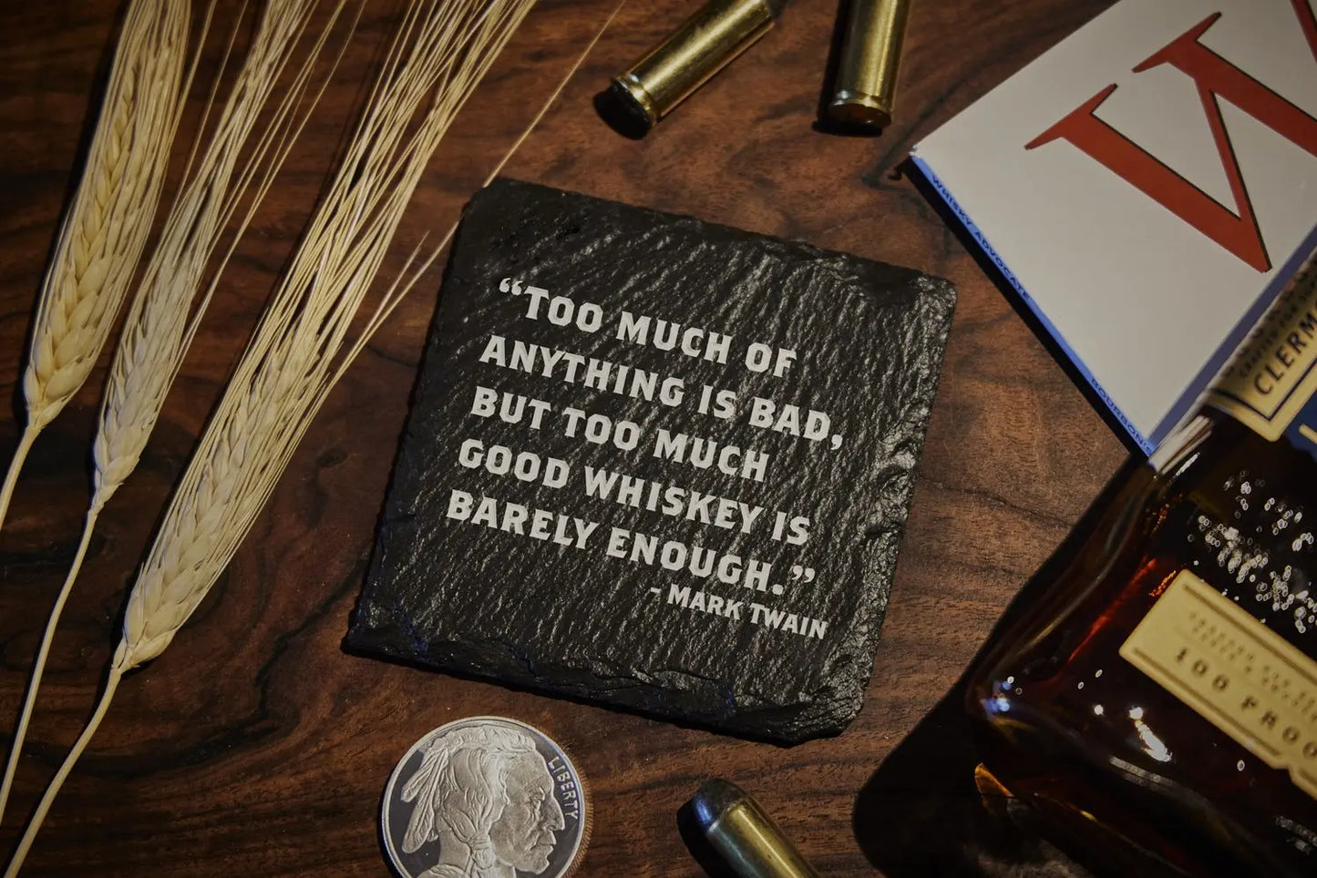 Whiskey/Bourbon Quote Slate Coasters - Appalachian Craftsman LLC