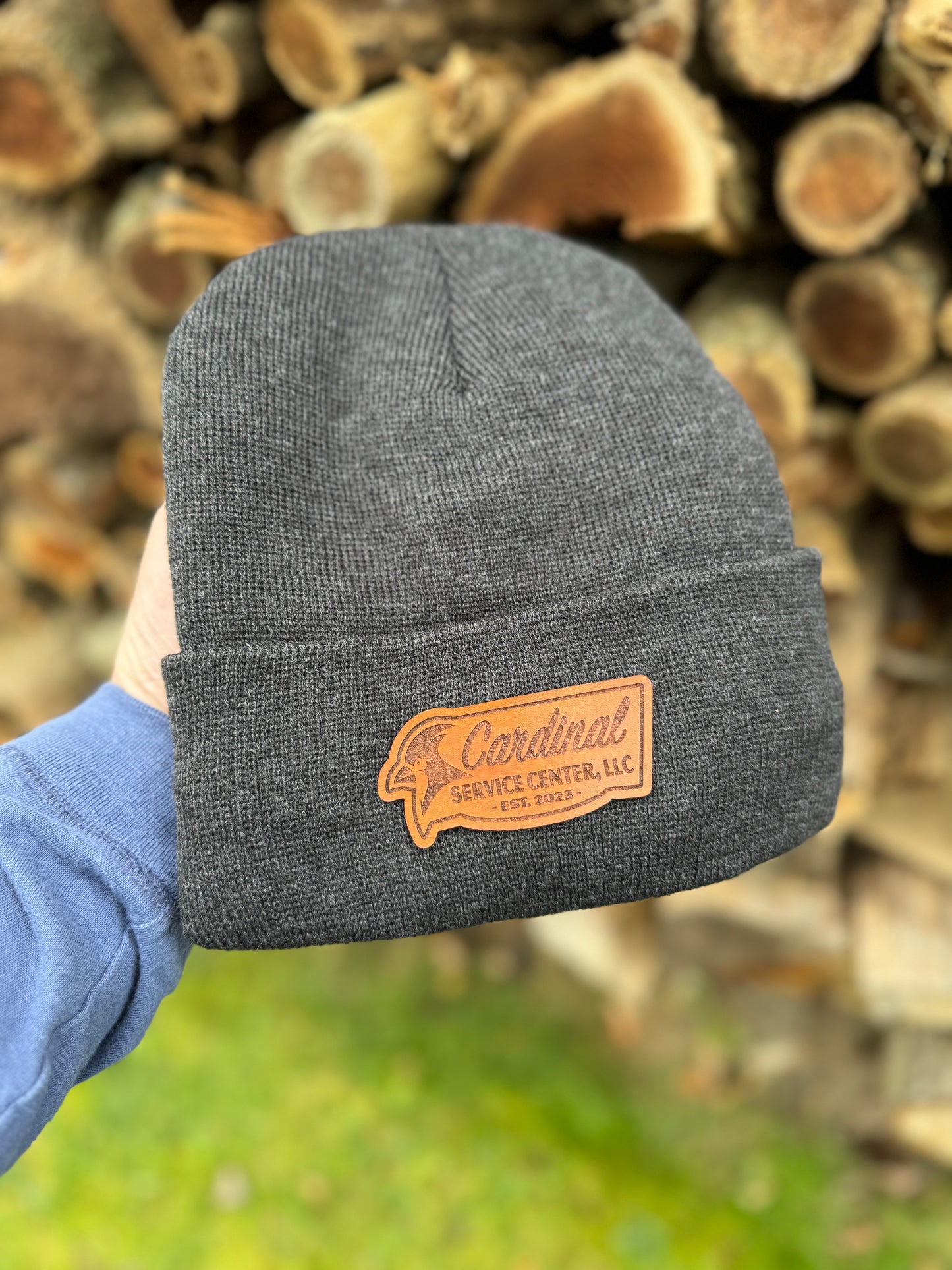 Custom Leather Patch Beanies - Appalachian Craftsman LLC