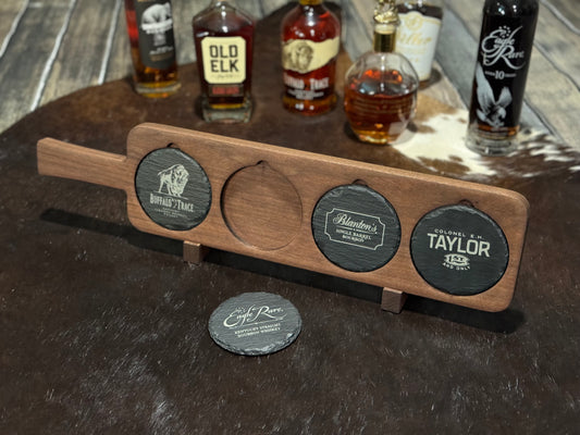 Walnut & Slate Bourbon & Whiskey Coaster Flight / Paddle- Appalachian Craftsman LLC