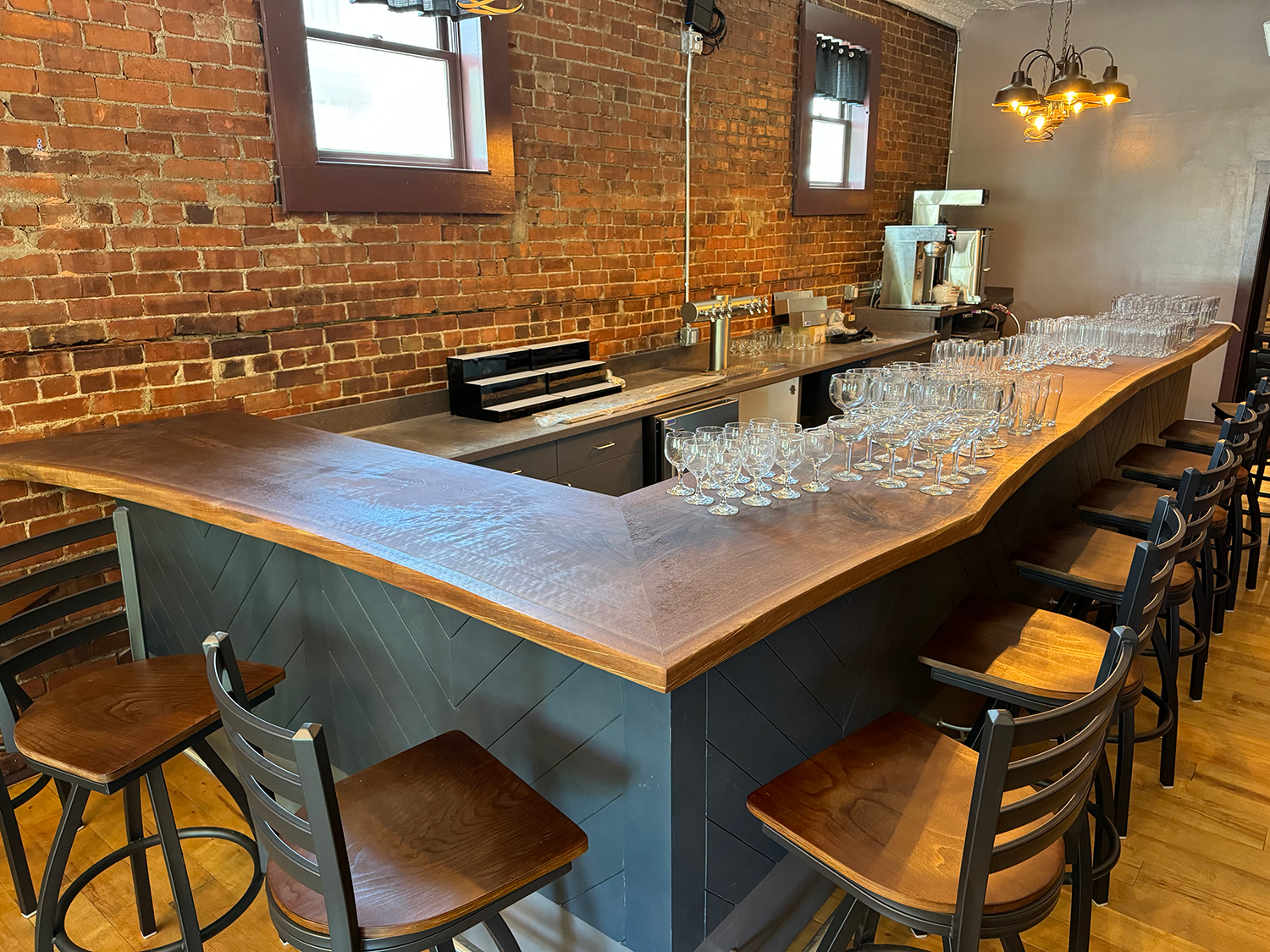 live edge walnut bar top