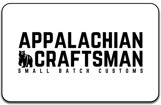 Appalachian Craftsman logo with a bear graphic on a white background in the shape of a gift card