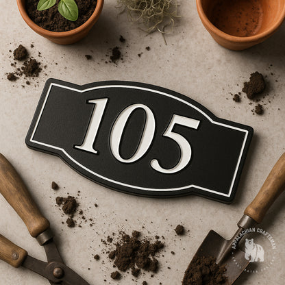 Premium V-Cut Outdoor House Number / Address Sign – "Classic" Shape