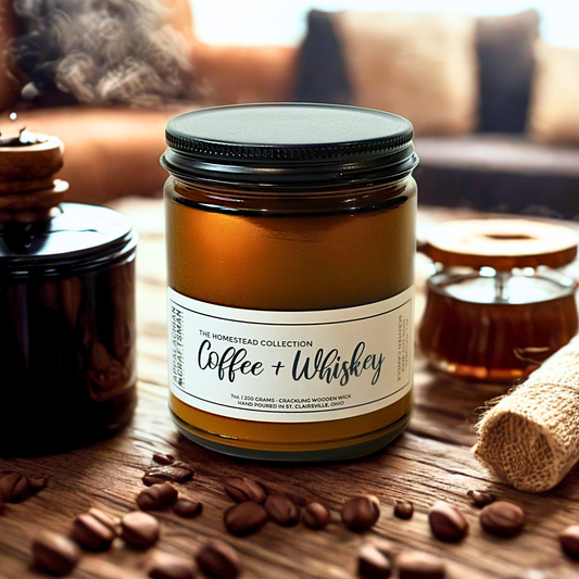 Coffee & Whiskey Wooden Wick Candle