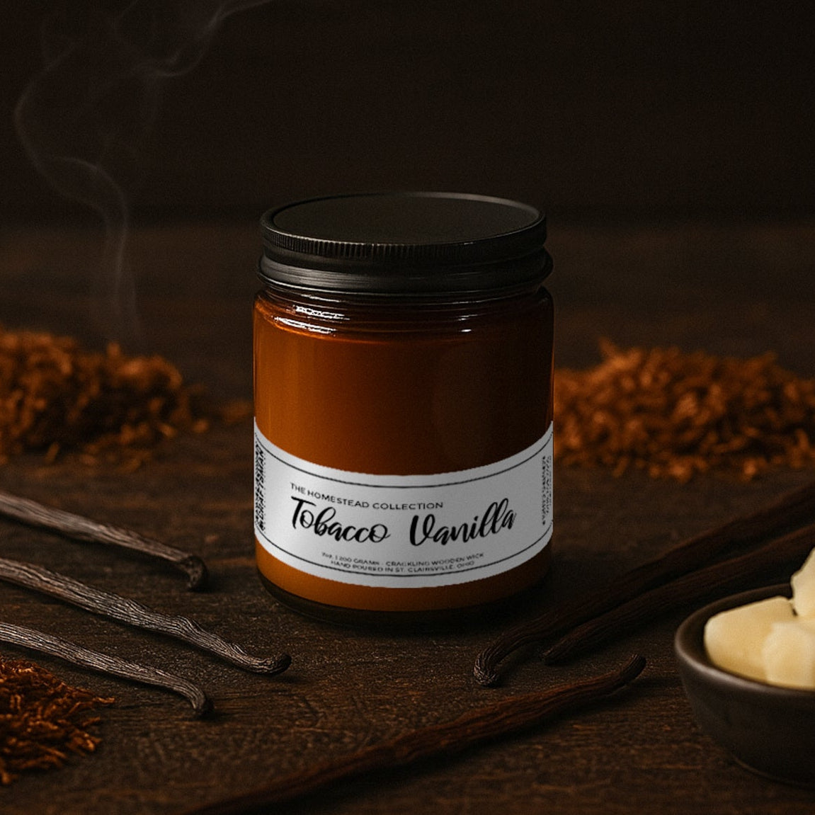 tobacco and vanilla scented candle